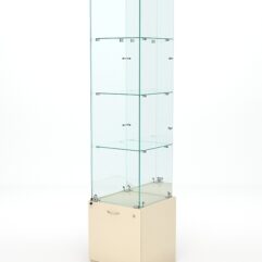 Витрина стеклянная КРИСТАЛЛ №8 (с дверкой, задняя стенка - зеркало), Крем Вайс