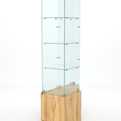 Витрина стеклянная КРИСТАЛЛ №8 (с дверкой, задняя стенка - зеркало), Дуб Золотистый