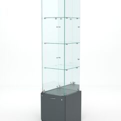 Витрина стеклянная КРИСТАЛЛ №8 (с дверкой, задняя стенка - зеркало), Темно-Серый