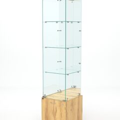 Витрина стеклянная КРИСТАЛЛ №4 (с дверкой, задняя стенка - зеркало), Дуб Золотистый