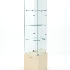 Витрина стеклянная КРИСТАЛЛ №108 (без дверки, задняя стенка - зеркало), Крем Вайс