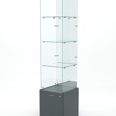 Витрина стеклянная КРИСТАЛЛ №108 (без дверки, задняя стенка - зеркало), Темно-Серый