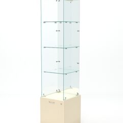 Витрина стеклянная КРИСТАЛЛ №104 (без дверки, задняя стенка - зеркало), Крем Вайс