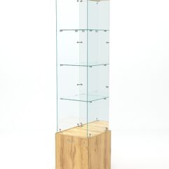 Витрина стеклянная КРИСТАЛЛ №104 (без дверки, задняя стенка - зеркало), Дуб Золотистый