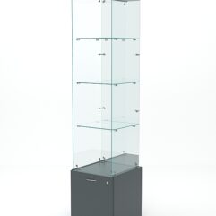 Витрина стеклянная КРИСТАЛЛ №104 (без дверки, задняя стенка - зеркало), Темно-Серый