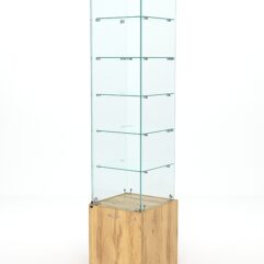 Витрина стеклянная КРИСТАЛЛ №506 (с дверкой, задняя стенка - стекло), Дуб Золотистый