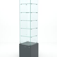 Витрина стеклянная КРИСТАЛЛ №506 (с дверкой, задняя стенка - стекло), Темно-Серый