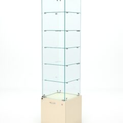 Витрина стеклянная КРИСТАЛЛ №502 (с дверкой, задняя стенка - стекло), Крем Вайс