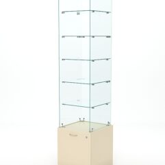 Витрина стеклянная КРИСТАЛЛ №606 (без дверки, задняя стенка - стекло), Крем Вайс