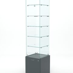 Витрина стеклянная КРИСТАЛЛ №606 (без дверки, задняя стенка - стекло), Темно-Серый