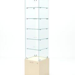 Витрина стеклянная КРИСТАЛЛ №602 (без дверки, задняя стенка - стекло), Крем Вайс