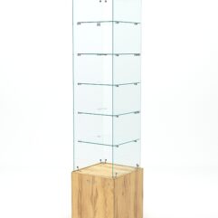 Витрина стеклянная КРИСТАЛЛ №602 (без дверки, задняя стенка - стекло), Дуб Золотистый
