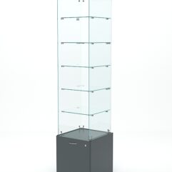 Витрина стеклянная КРИСТАЛЛ №602 (без дверки, задняя стенка - стекло), Темно-Серый