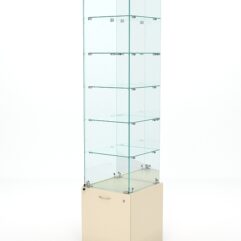 Витрина стеклянная КРИСТАЛЛ №508 (с дверкой, задняя стенка - зеркало), Крем Вайс