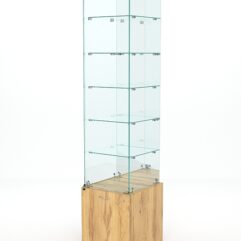 Витрина стеклянная КРИСТАЛЛ №508 (с дверкой, задняя стенка - зеркало), Дуб Золотистый