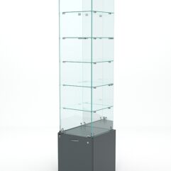 Витрина стеклянная КРИСТАЛЛ №508 (с дверкой, задняя стенка - зеркало), Темно-Серый