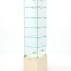 Витрина стеклянная КРИСТАЛЛ №504 (с дверкой, задняя стенка - зеркало), Крем Вайс