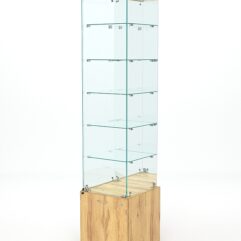 Витрина стеклянная КРИСТАЛЛ №504 (с дверкой, задняя стенка - зеркало), Дуб Золотистый