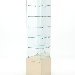 Витрина стеклянная КРИСТАЛЛ №608 (без дверки, задняя стенка - зеркало), Крем Вайс