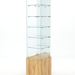 Витрина стеклянная КРИСТАЛЛ №608 (без дверки, задняя стенка - зеркало), Дуб Золотистый
