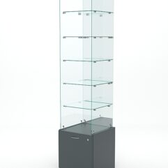 Витрина стеклянная КРИСТАЛЛ №608 (без дверки, задняя стенка - зеркало), Темно-Серый
