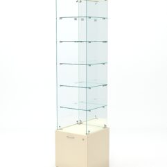 Витрина стеклянная КРИСТАЛЛ №604 (без дверки, задняя стенка - зеркало), Крем Вайс