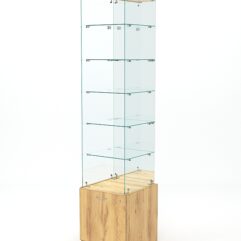 Витрина стеклянная КРИСТАЛЛ №604 (без дверки, задняя стенка - зеркало), Дуб Золотистый