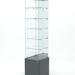Витрина стеклянная КРИСТАЛЛ №604 (без дверки, задняя стенка - зеркало), Темно-Серый