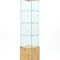 Витрина стеклянная ХРУСТАЛЬ №2 (с дверкой, задняя стенка - стекло), Дуб Золотистый