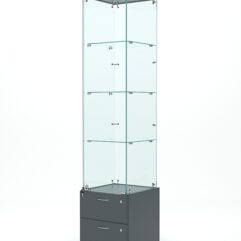 Витрина стеклянная ХРУСТАЛЬ №2 (с дверкой, задняя стенка - стекло), Темно-Серый