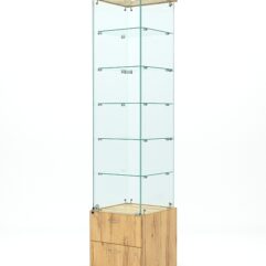 Витрина стеклянная ХРУСТАЛЬ №502 (с дверкой, задняя стенка - стекло), Дуб Золотистый