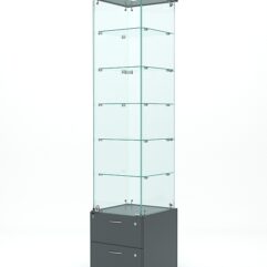 Витрина стеклянная ХРУСТАЛЬ №502 (с дверкой, задняя стенка - стекло), Темно-Серый