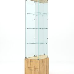 Витрина стеклянная ХРУСТАЛЬ №4 (с дверкой, задняя стенка - зеркало), Дуб Золотистый