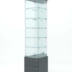 Витрина стеклянная ХРУСТАЛЬ №504 (с дверкой, задняя стенка - зеркало), Темно-Серый