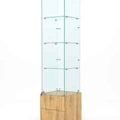 Витрина стеклянная ХРУСТАЛЬ №6 (с дверкой, задняя стенка - стекло), Дуб Золотистый