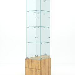 Витрина стеклянная ХРУСТАЛЬ №8 (с дверкой, задняя стенка - зеркало), Дуб Золотистый