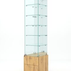 Витрина стеклянная ХРУСТАЛЬ №508 (с дверкой, задняя стенка - зеркало), Дуб Золотистый