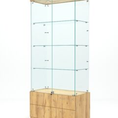 Витрина стеклянная ХРУСТАЛЬ №1 (с дверками, задняя стенка - стекло), Дуб Золотистый