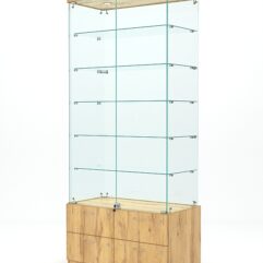 Витрина стеклянная ХРУСТАЛЬ №501 (с дверками, задняя стенка - стекло), Дуб Золотистый