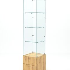 Витрина стеклянная ХРУСТАЛЬ №102 (без дверки, задняя стенка - стекло), Дуб Золотистый