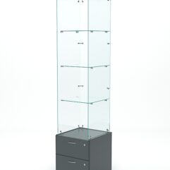 Витрина стеклянная ХРУСТАЛЬ №102 (без дверки, задняя стенка - стекло), Темно-Серый
