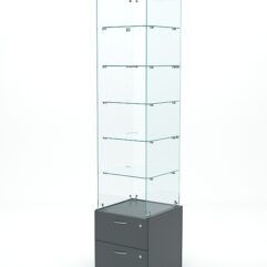 Витрина стеклянная ХРУСТАЛЬ №602 (без дверки, задняя стенка - стекло), Темно-Серый