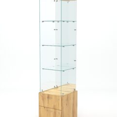 Витрина стеклянная ХРУСТАЛЬ №104 (без дверки, задняя стенка - зеркало), Дуб Золотистый