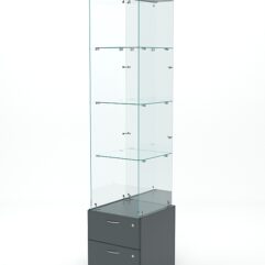 Витрина стеклянная ХРУСТАЛЬ №104 (без дверки, задняя стенка - зеркало), Темно-Серый