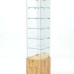 Витрина стеклянная ХРУСТАЛЬ №604 (без дверки, задняя стенка - зеркало), Дуб Золотистый