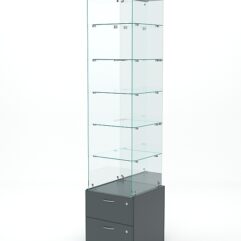 Витрина стеклянная ХРУСТАЛЬ №604 (без дверки, задняя стенка - зеркало), Темно-Серый
