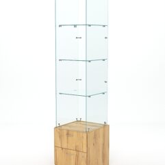 Витрина стеклянная ХРУСТАЛЬ №106 (без дверки, задняя стенка - стекло), Дуб Золотистый
