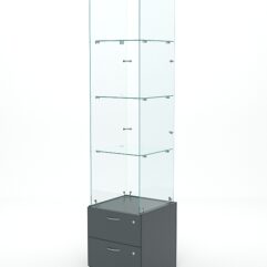 Витрина стеклянная ХРУСТАЛЬ №106 (без дверки, задняя стенка - стекло), Темно-Серый