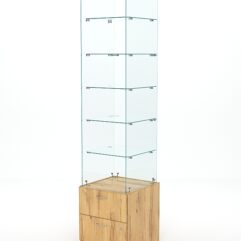 Витрина стеклянная ХРУСТАЛЬ №606 (без дверки, задняя стенка - стекло), Дуб Золотистый
