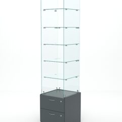 Витрина стеклянная ХРУСТАЛЬ №606 (без дверки, задняя стенка - стекло), Темно-Серый
